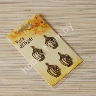 Набор декоративных металлических элементов "Клетка с сердечком" 1 шт.